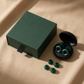 Silensea adjustable earplugs in Forest Green with storage case, spare ear tips and gift box